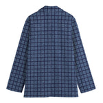 Denim Windowpane Pattern Print Women's Blazer