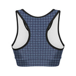 Denim Windowpane Pattern Print Women's Sports Bra