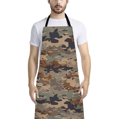 Desert Camouflage Print Bib Apron With Pocket