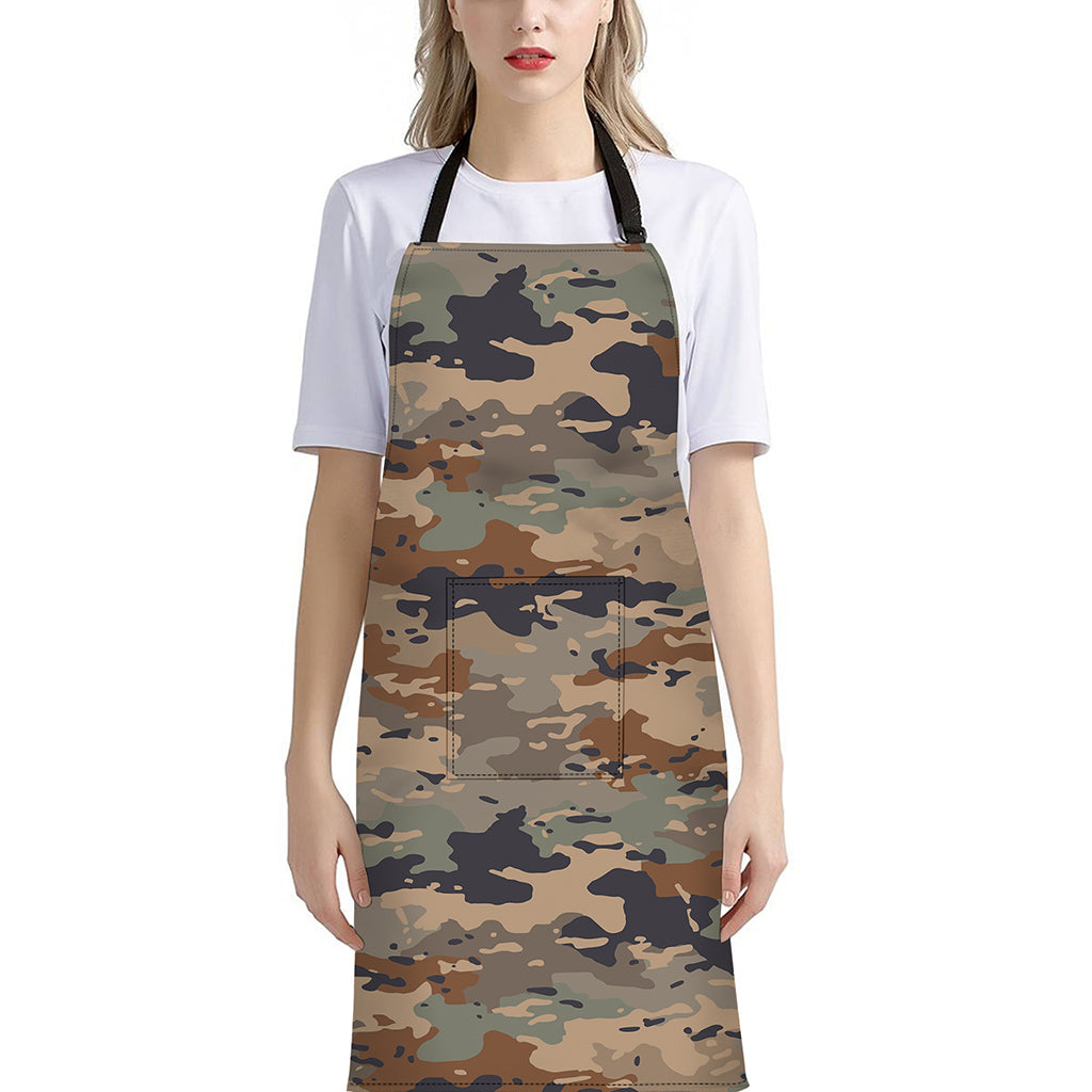 Desert Camouflage Print Bib Apron With Pocket
