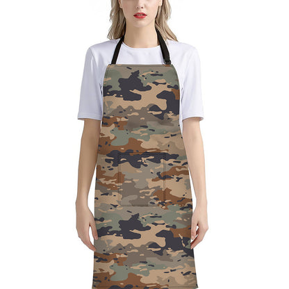 Desert Camouflage Print Bib Apron With Pocket
