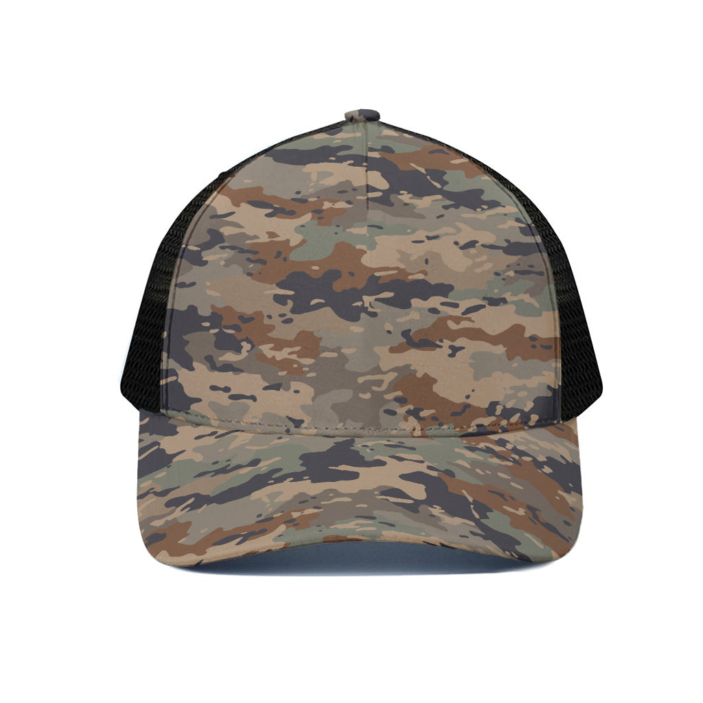 Desert Camouflage Print Black Mesh Trucker Cap