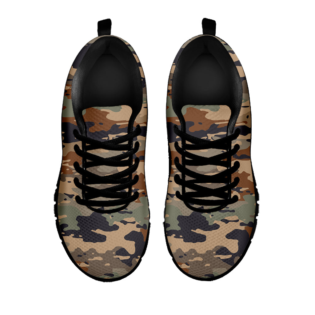 Desert Camouflage Print Black Running Shoes