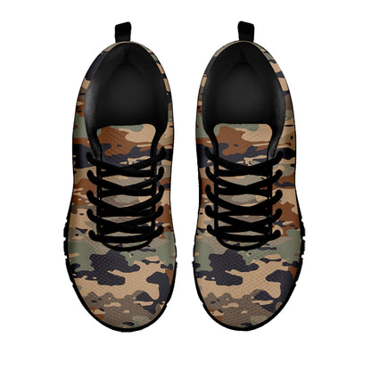 Desert Camouflage Print Black Running Shoes