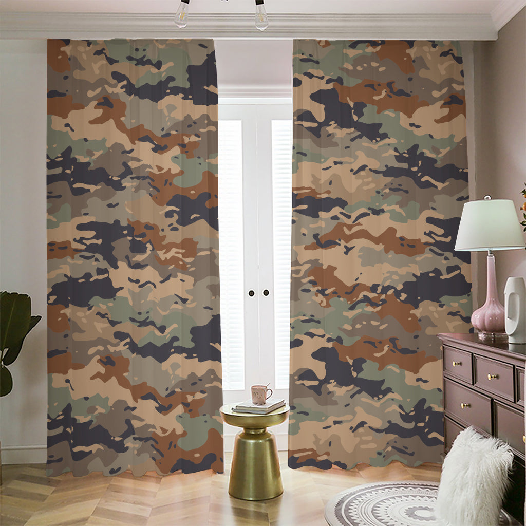 Desert Camouflage Print Blackout Pencil Pleat Curtains