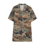 Desert Camouflage Print Cotton Hawaiian Shirt