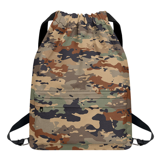 Desert Camouflage Print Drawstring Backpack