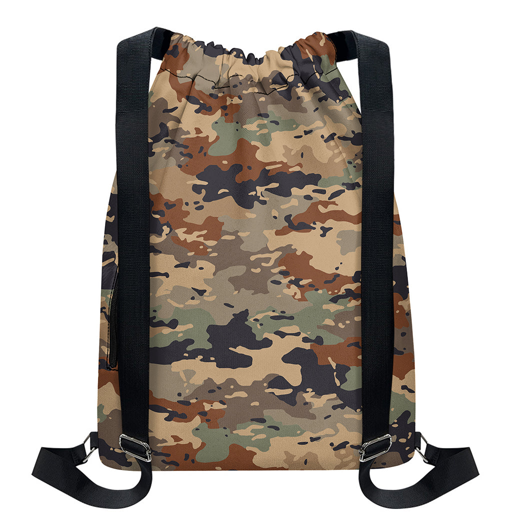 Desert Camouflage Print Drawstring Backpack