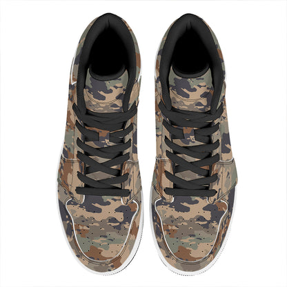 Desert Camouflage Print High Top Leather Sneakers