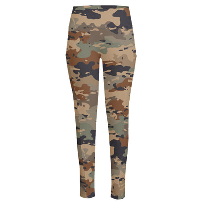 Desert Camouflage Print High-Waisted Pocket Leggings