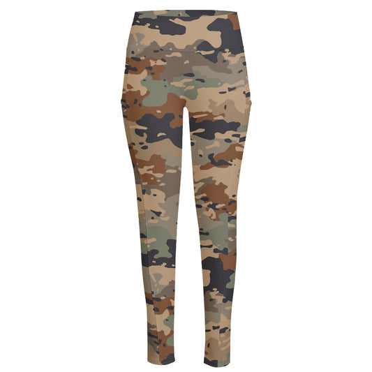 Desert Camouflage Print High-Waisted Pocket Leggings