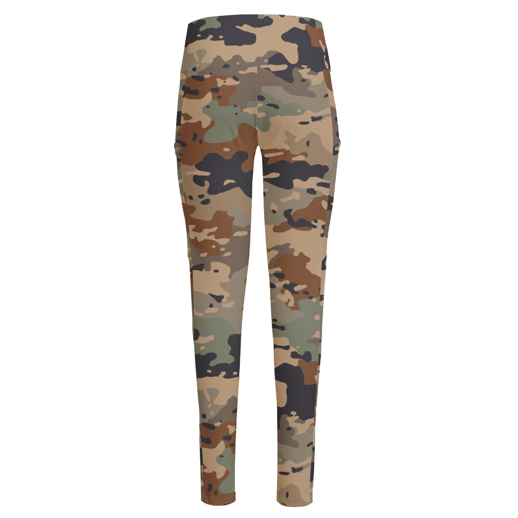 Desert Camouflage Print High-Waisted Pocket Leggings