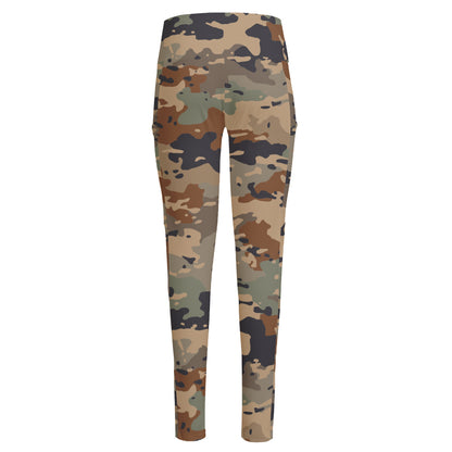 Desert Camouflage Print High-Waisted Pocket Leggings