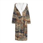 Desert Camouflage Print Hooded Bathrobe