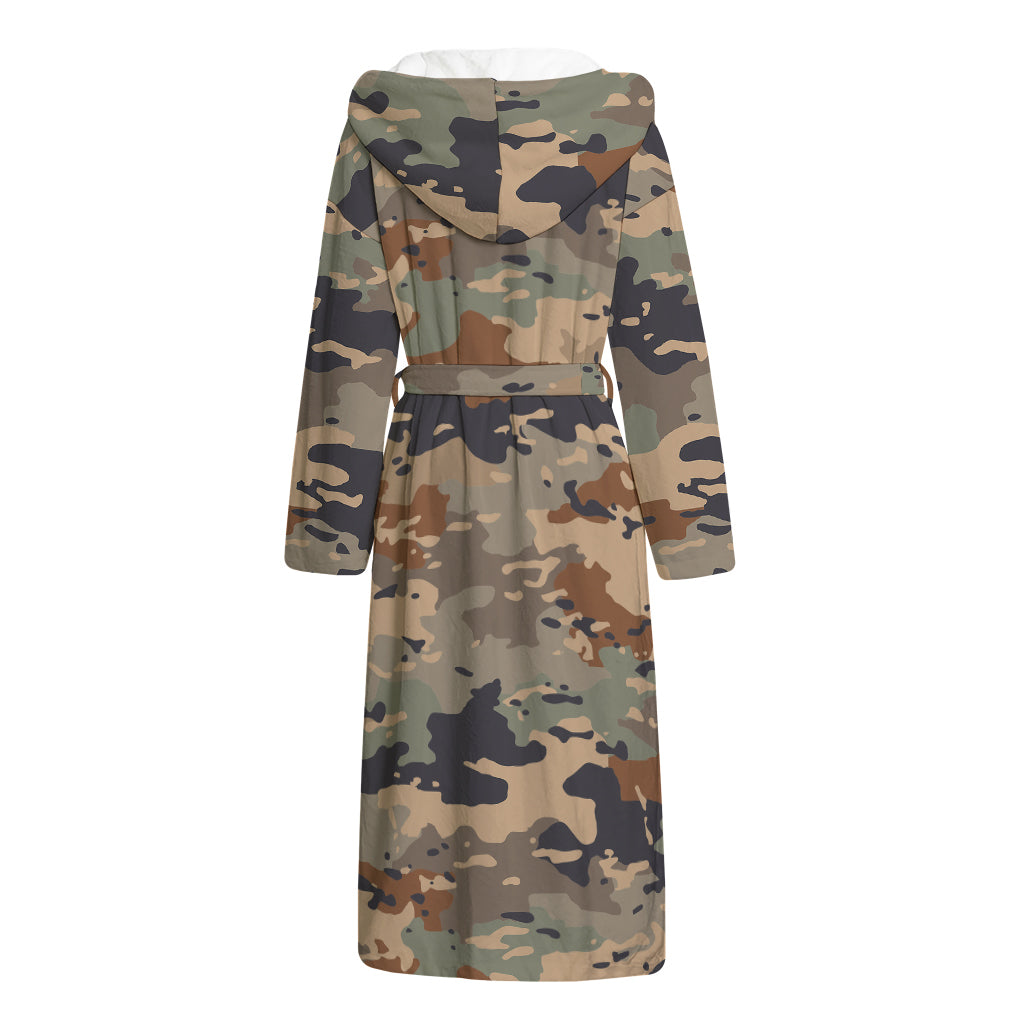 Desert Camouflage Print Hooded Bathrobe
