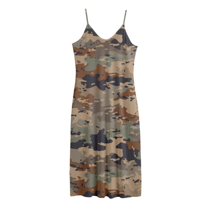 Desert Camouflage Print Jersey Midi Cami Dress