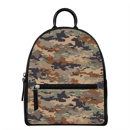 Desert Camouflage Print Leather Backpack