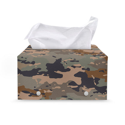 Desert Camouflage Print Leather Tissue Box Cover