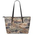 Desert Camouflage Print Leather Tote Bag With Zipper