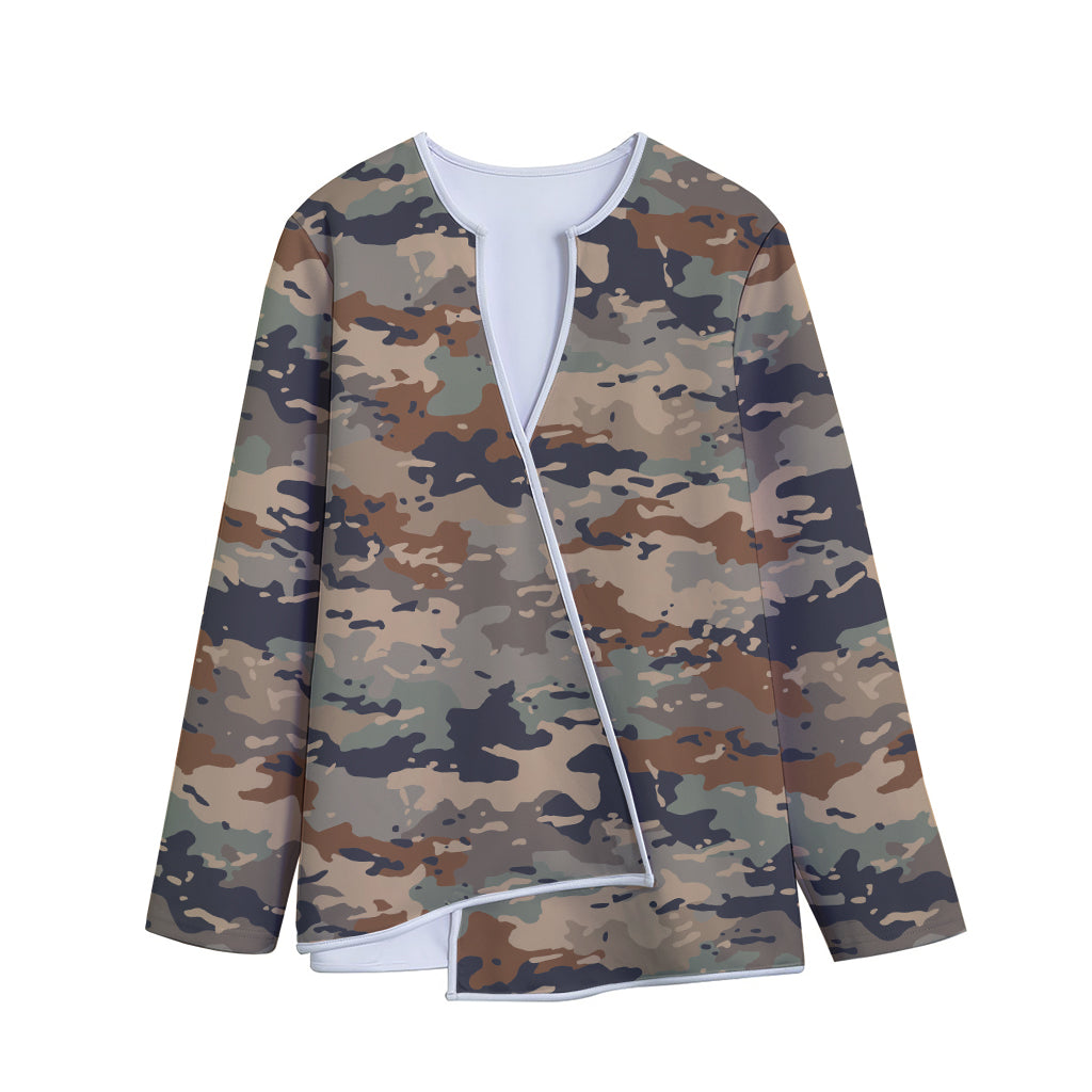 Desert Camouflage Print Long Sleeve Short Coat
