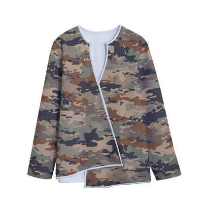 Desert Camouflage Print Long Sleeve Short Coat