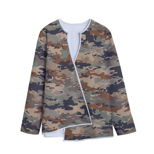Desert Camouflage Print Long Sleeve Short Coat