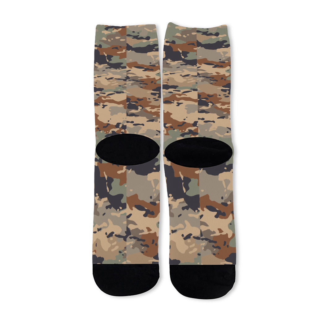 Desert Camouflage Print Long Socks