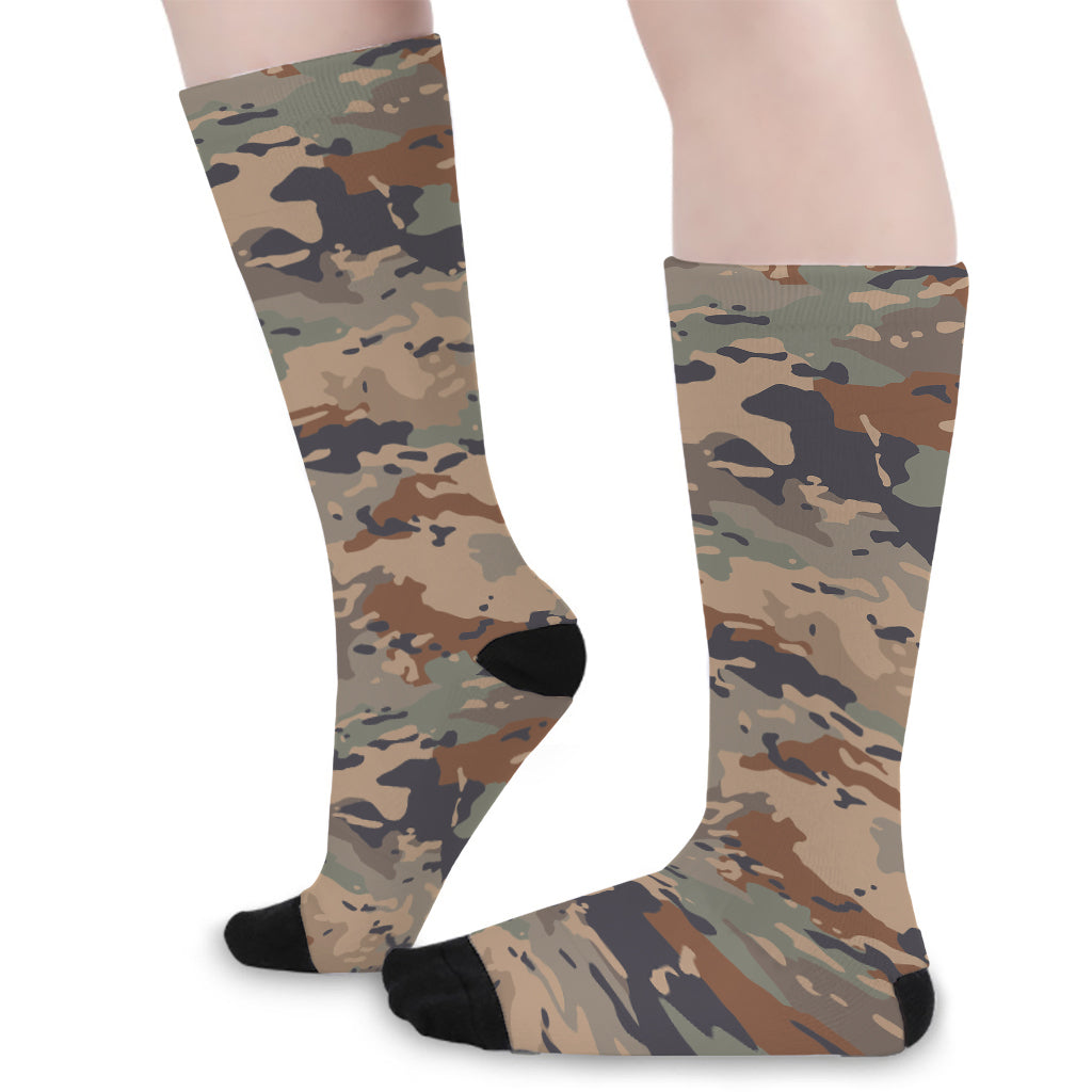 Desert Camouflage Print Long Socks