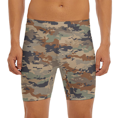 Desert Camouflage Print Men's Long Boxer Briefs