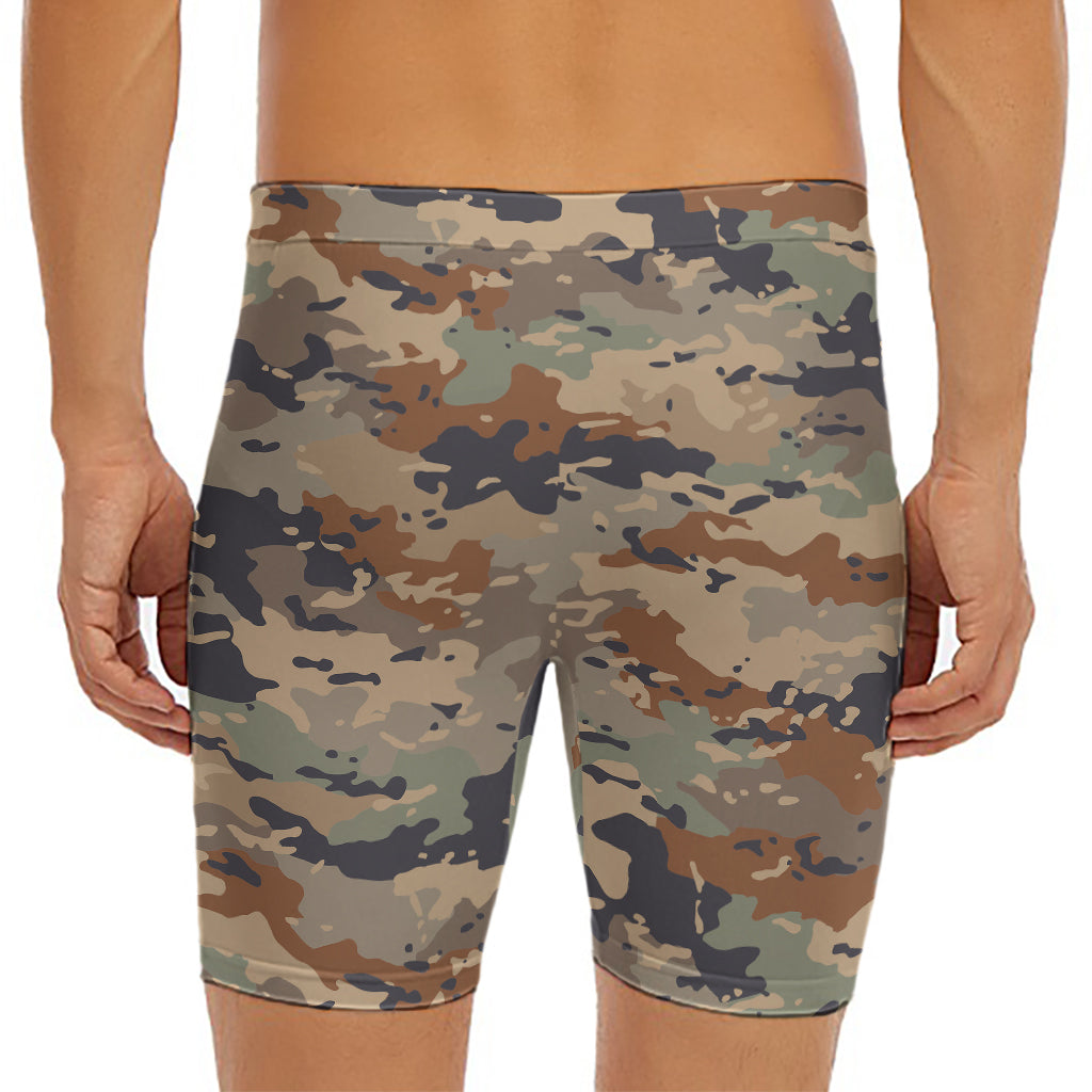 Desert Camouflage Print Men's Long Boxer Briefs