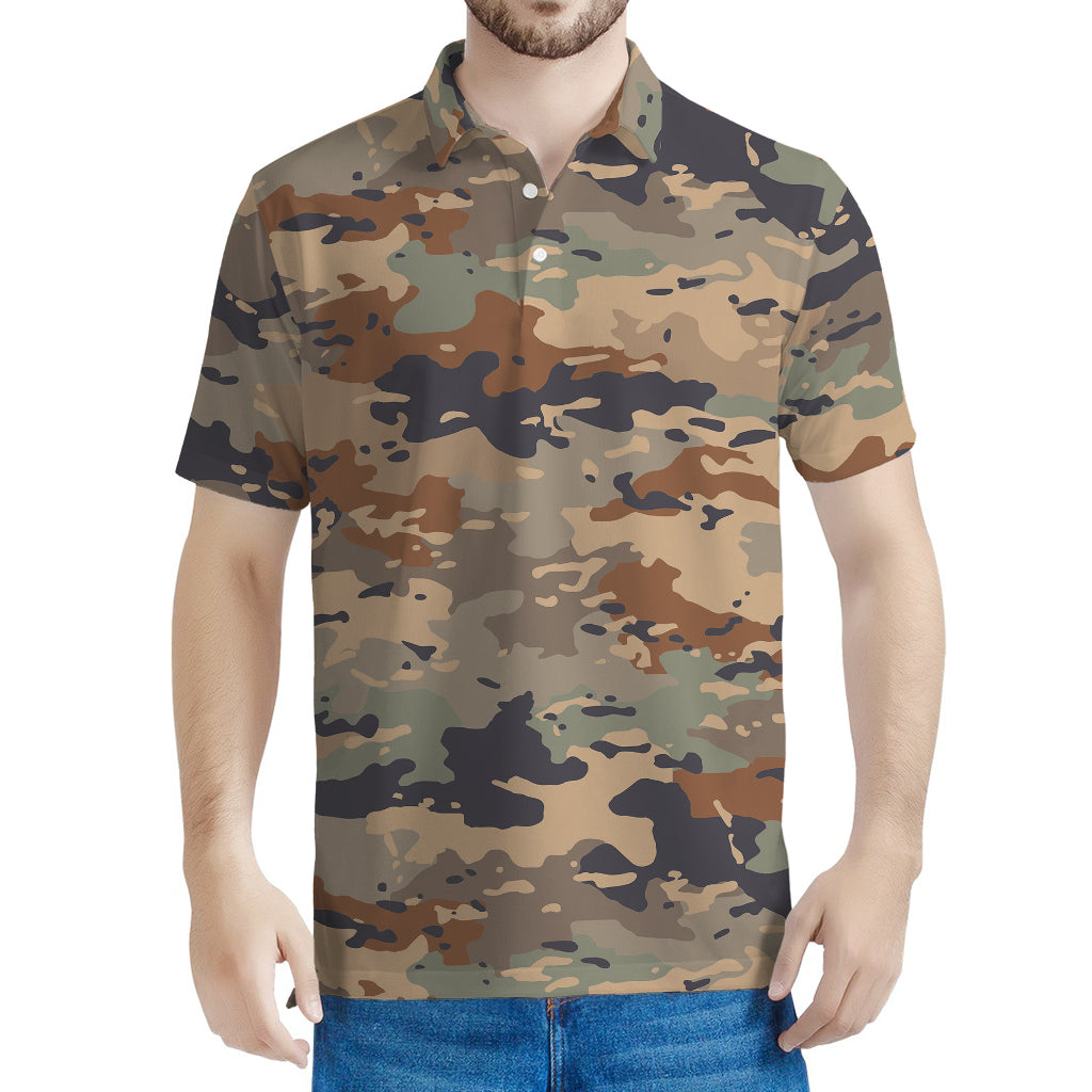 Desert Camouflage Print Men's Polo Shirt