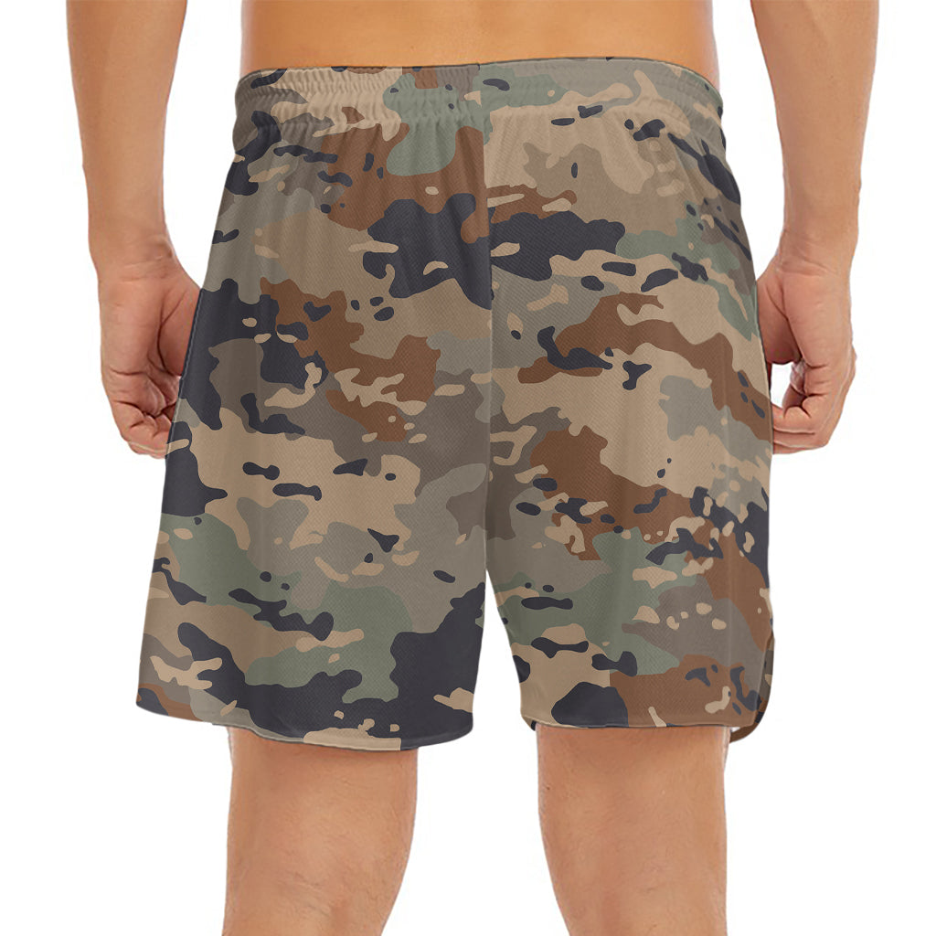 Desert Camouflage Print Men's Split Running Shorts