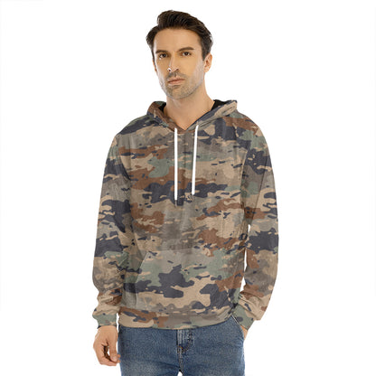Desert Camouflage Print Men's Velvet Pullover Hoodie