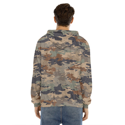 Desert Camouflage Print Men's Velvet Pullover Hoodie