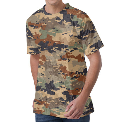 Desert Camouflage Print Men's Velvet T-Shirt