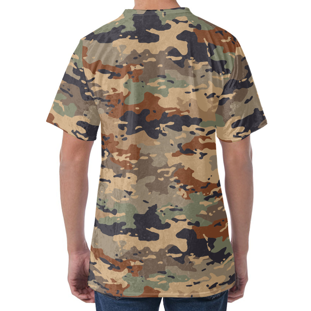 Desert Camouflage Print Men's Velvet T-Shirt