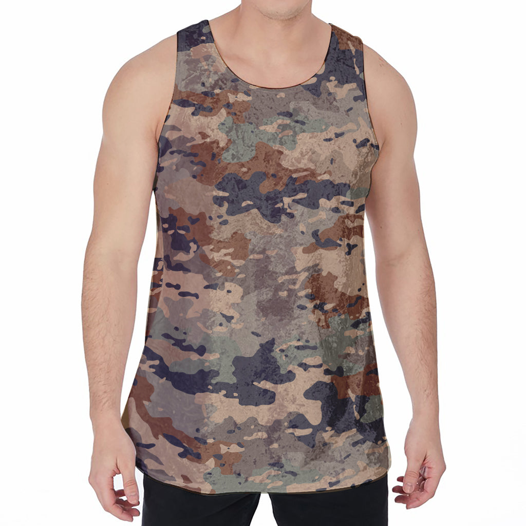 Desert Camouflage Print Men's Velvet Tank Top