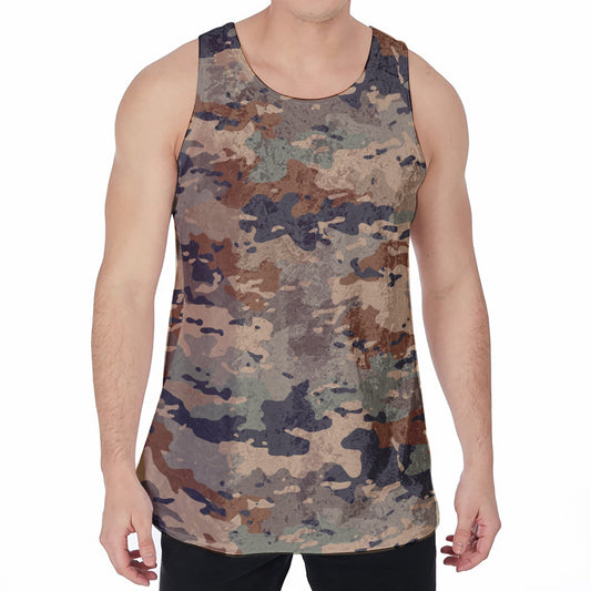 Desert Camouflage Print Men's Velvet Tank Top