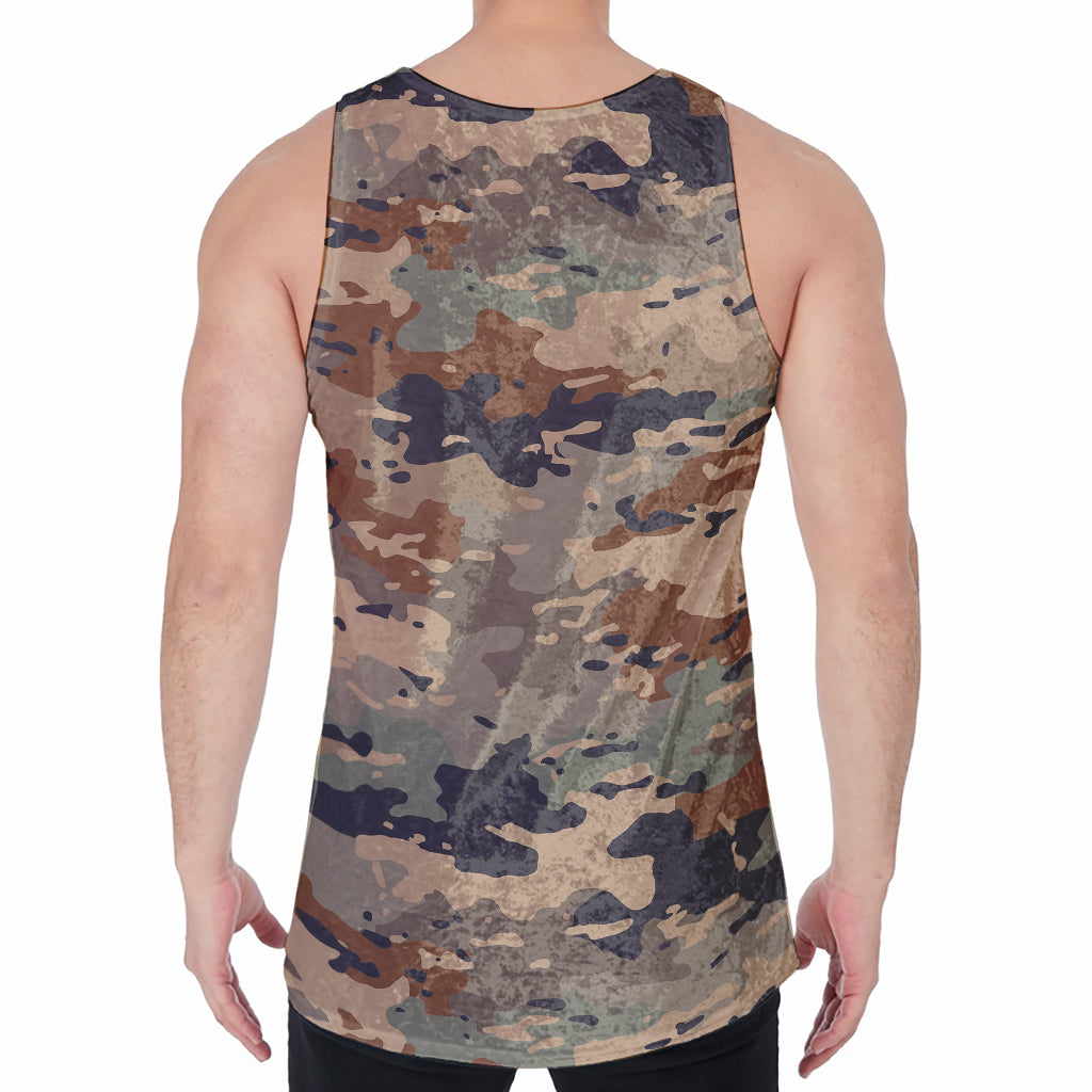 Desert Camouflage Print Men's Velvet Tank Top