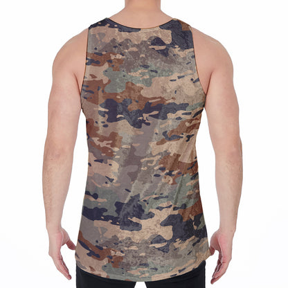 Desert Camouflage Print Men's Velvet Tank Top
