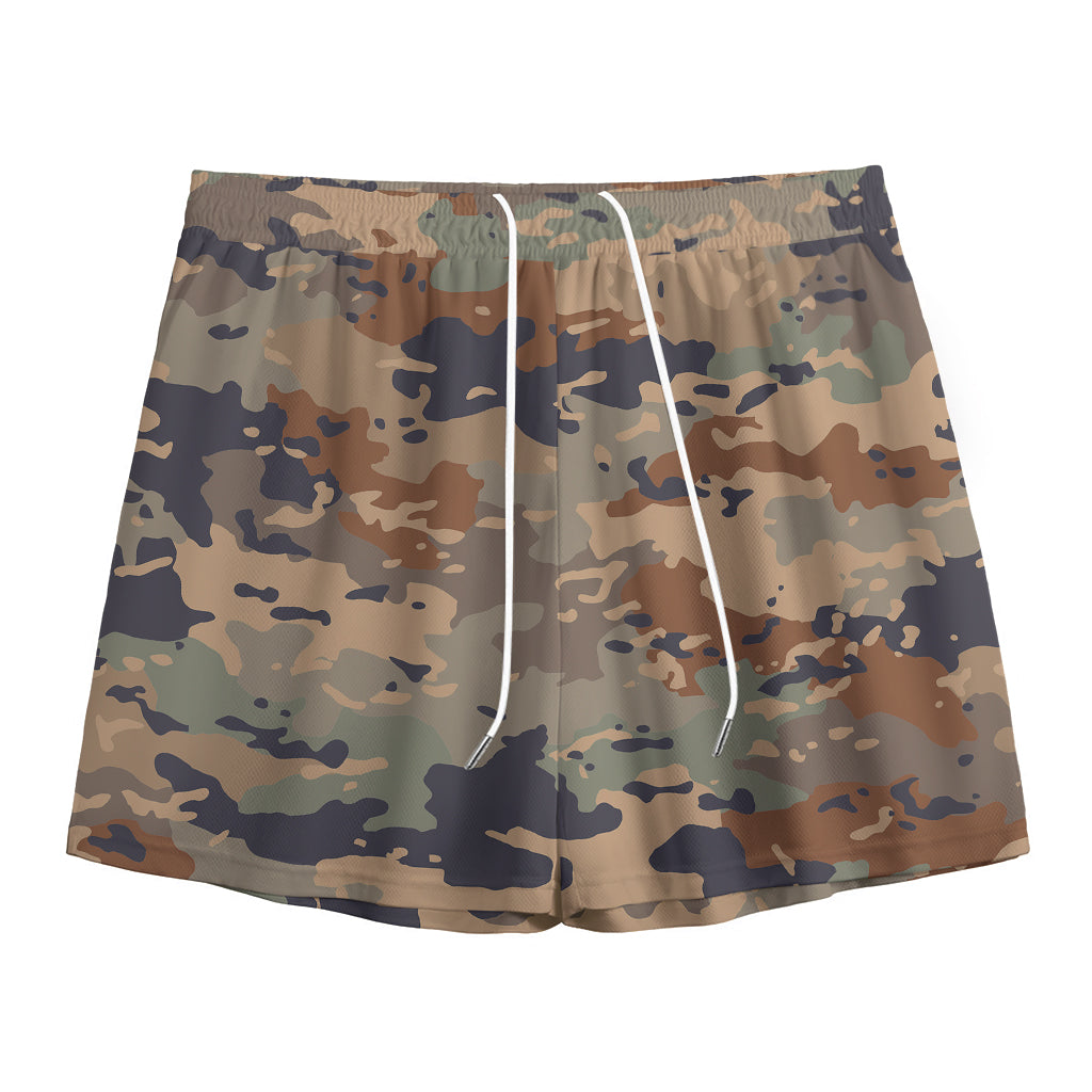 Desert Camouflage Print Mesh Shorts