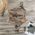 Desert Camouflage Print One Shoulder Bodysuit