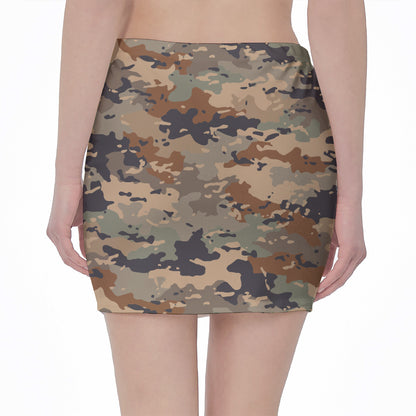 Desert Camouflage Print Pencil Mini Skirt