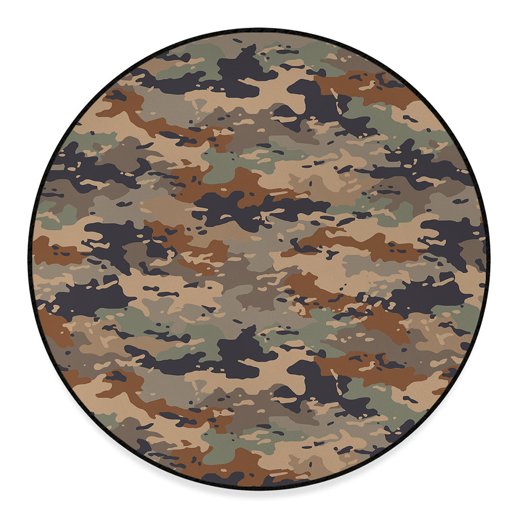 Desert Camouflage Print Round Floor Mat