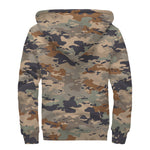 Desert Camouflage Print Sherpa Lined Zip Up Hoodie