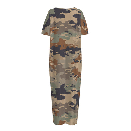 Desert Camouflage Print Short Sleeve Long Nightdress