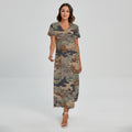 Desert Camouflage Print Short Sleeve Maxi Dress