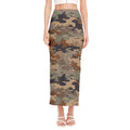 Desert Camouflage Print Side Slit Maxi Skirt
