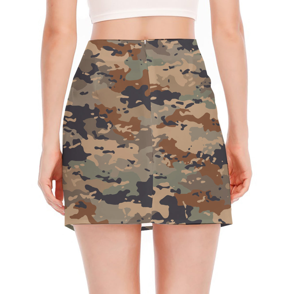 Desert Camouflage Print Side Slit Mini Skirt
