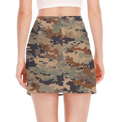 Desert Camouflage Print Side Slit Mini Skirt